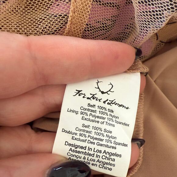 FOR LOVE AND LEMONS | Sierra Maxi Dress Silk Gown Floral Illusion Purple Small - Picture 7 of 7